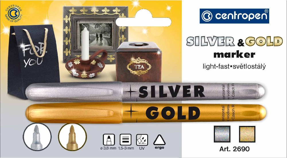Popisovač 2690/2 silver + gold , 1,5 - 3 mm