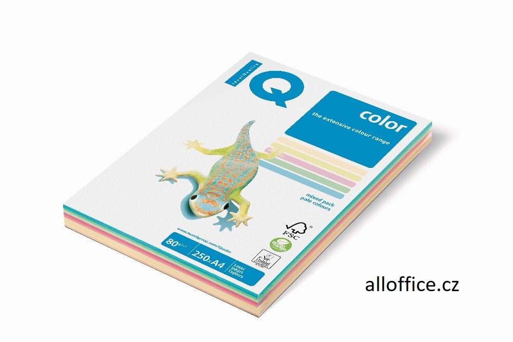 Barevný papír IQ COLOR A4 80 g pastelový mix barev, 5 x 50 archů