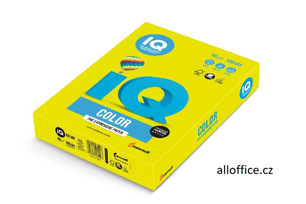 Barevný papír IQ COLOR NEOGB A4 80 g - reflexní žlutá
