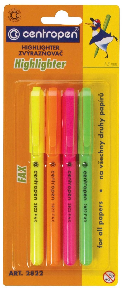 Zvýrazňovač CENTROPEN 2822/4, sada