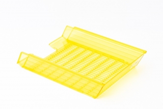 Zakladač plastový děrovaný transparentní, žlutý - DOPRODEJ
