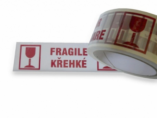 Balící páska s potiskem Fragile - křehké 48 mm x 66 m.
